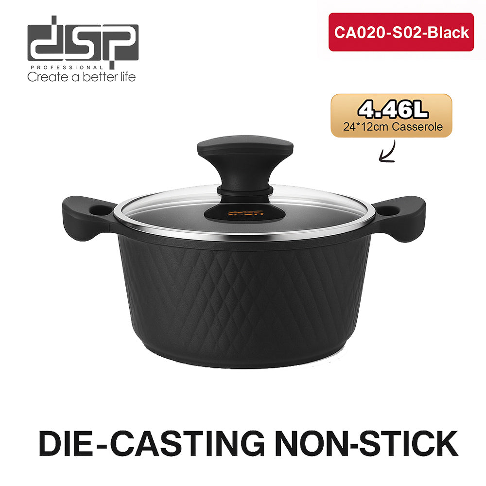 DSP CA020-S02-Black, 7-Piece Die-Cast Non-Stick Cookware Set