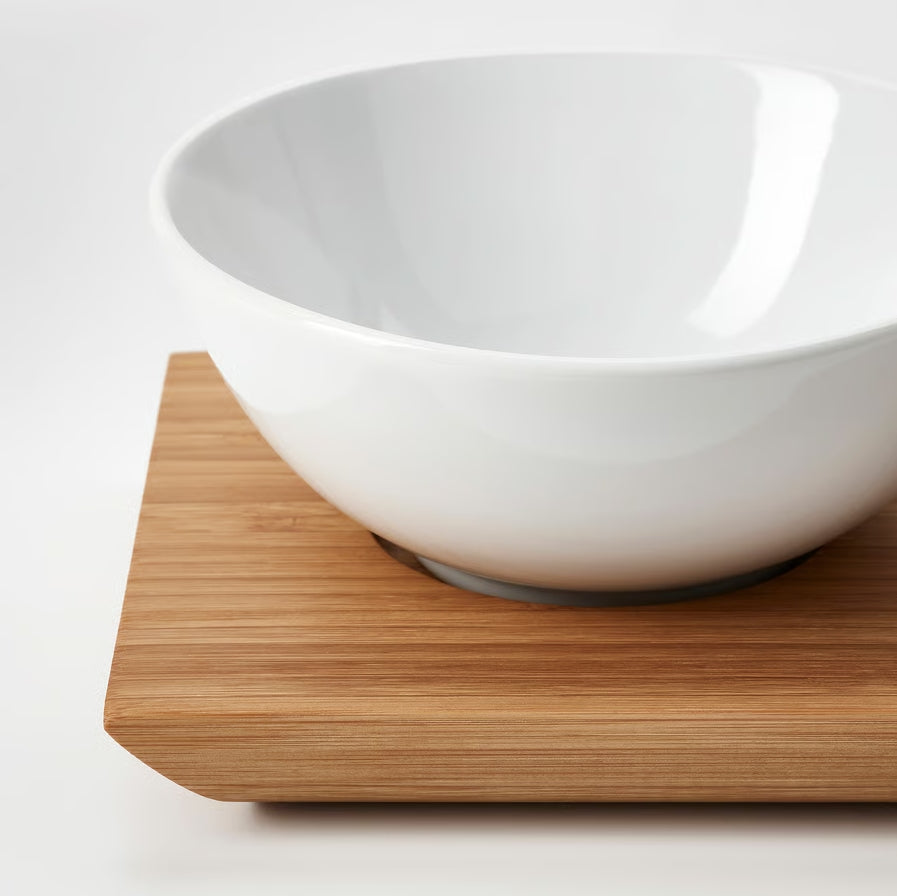 Danny Home 3-Pcs Ceramic Bowls With Bamboo Tray