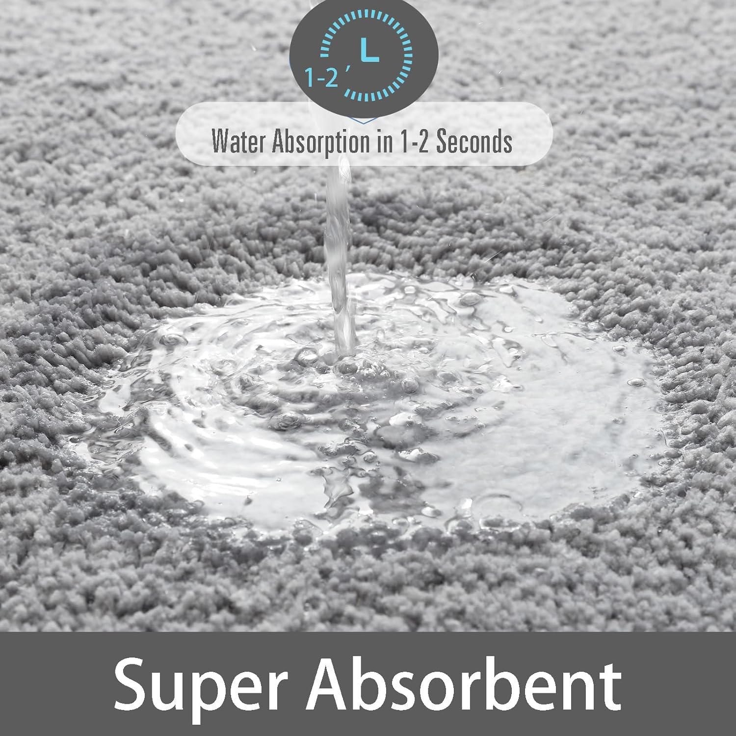 Danny Home Luxury Bath Mat Absorbent Non-Slip Washable Shaggy Bathroom Rug 50X80CM – Grey