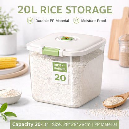Leak-Proof Rice Storage Container – 20L Airtight PP Bin