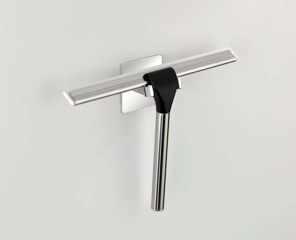 stainless steel shower squeegee Quadro, attaches without drilling by Wenko
