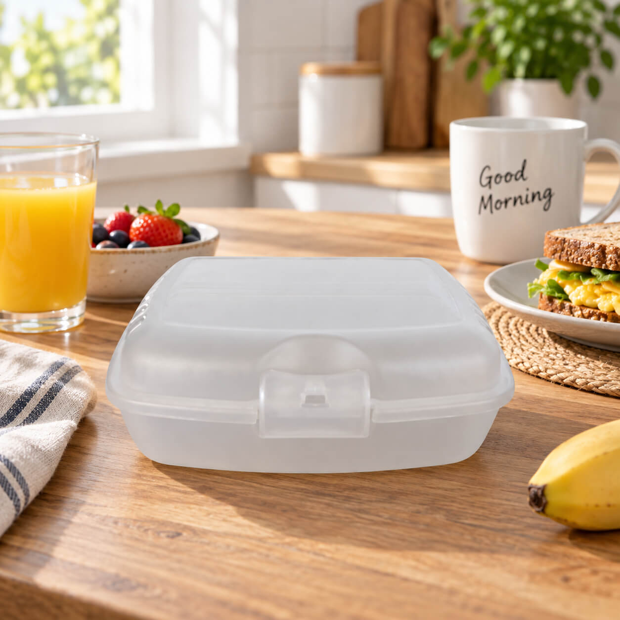 Rotho White Translucent Lunch Box