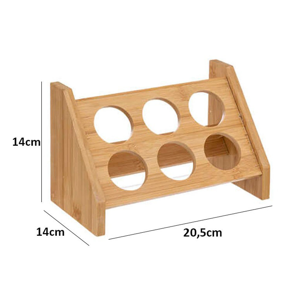 6-Glass Seasoning Jar with Bamboo Stand Holder Set BM-06MH