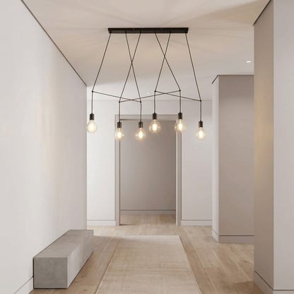 Nino Germany Lucia Black Aluminum 6-Light Industrial Pendant Lamp