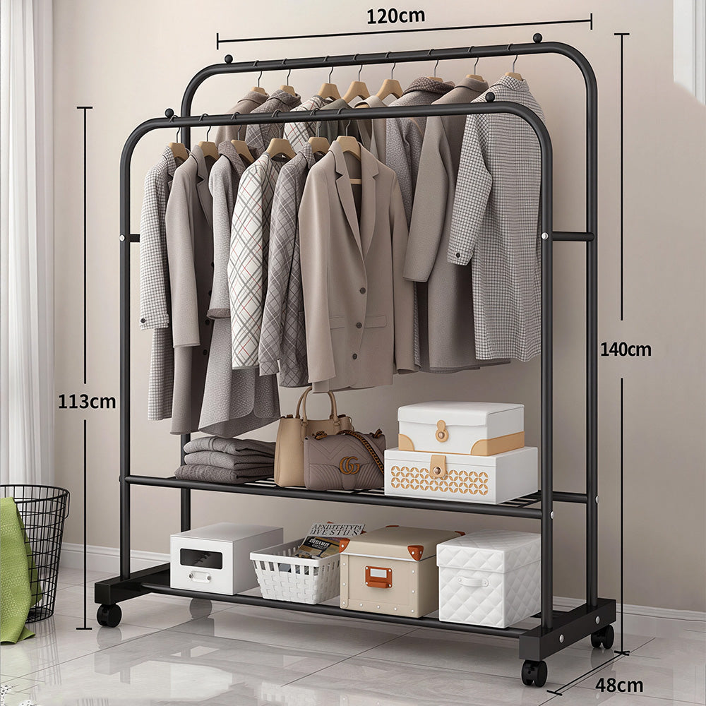 Clothing Hanger Stand, 2 Clothes Rail, 2 Storage shelf