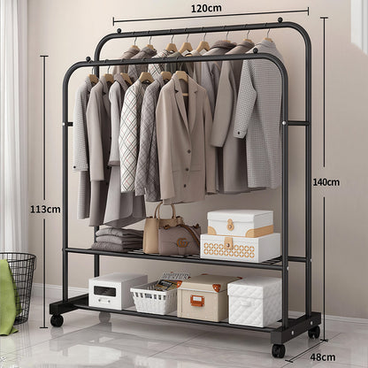 Clothing Hanger Stand, 2 Clothes Rail, 2 Storage shelf