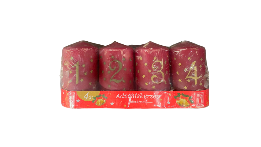 Set of 4 Numbered Christmas Candles