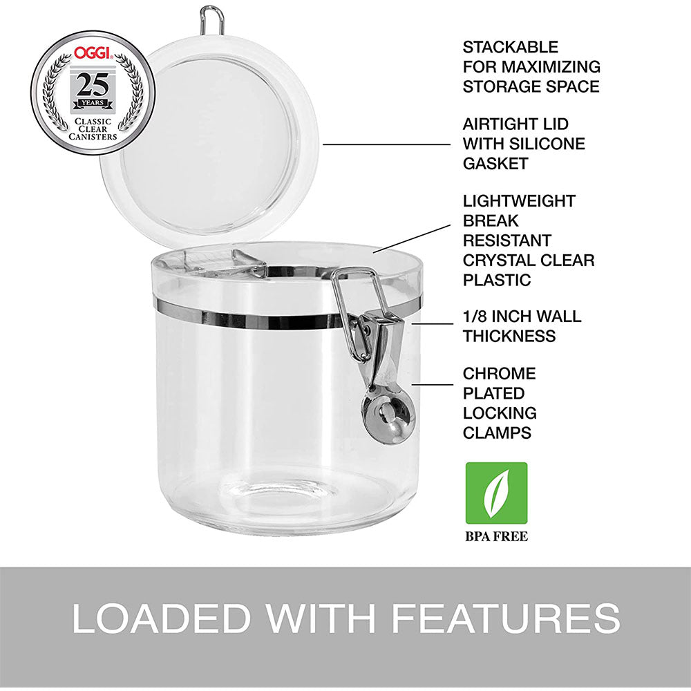 4pcs Clear Canister Set with Clamp Lids
