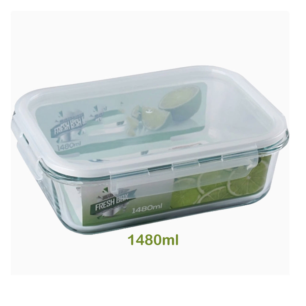 1480ml Borosilicate Rectangle Glass Food Storage Container With Microwave, Freezer & Dishwasher Safe NFH-77853