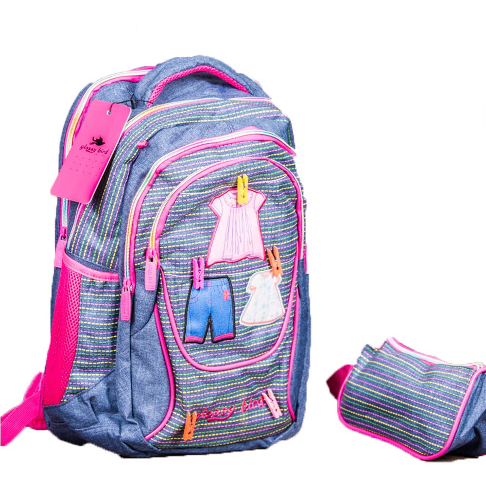 Glossy Bird, School bag Set Of 2 Pcs #87116