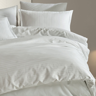 Creme Stripe Satin Cotton Duvet Cover Set 240 TC