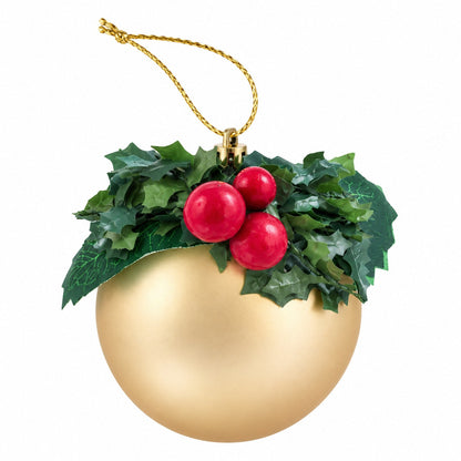 Migros Traditional Gold Holly Christmas Baubles – Set of 3