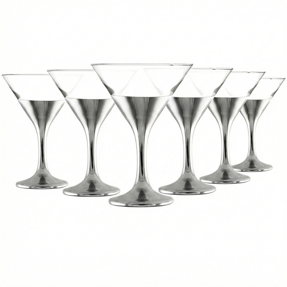 6-Pcs Elegant & Smooth Beverages Champagne Flute Glass – Silver 160ml #2846