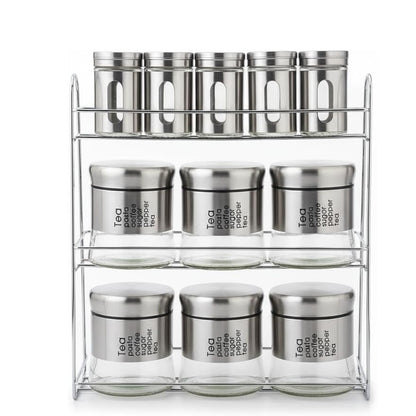 11-Pcs Stainless Steel Glass Seasoning & Spices Rack Set – 100/400ml #CB-TWJ14