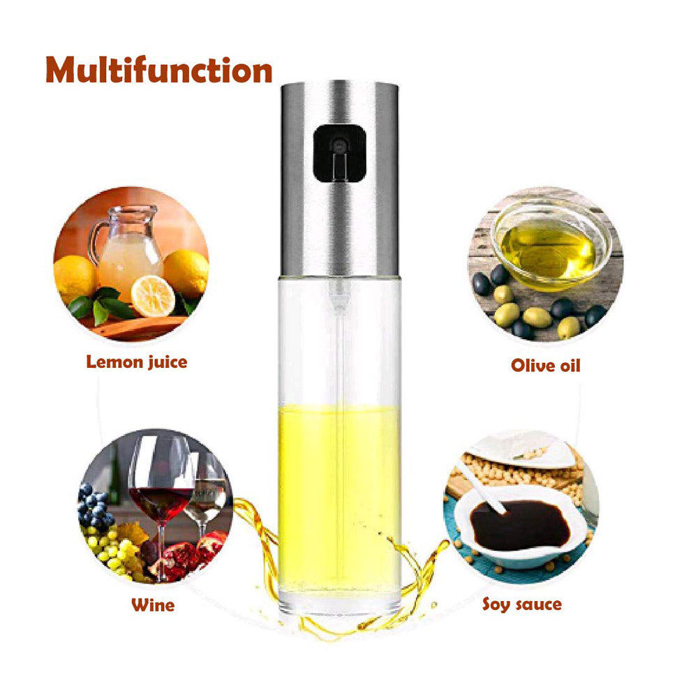 Heavy-duty Stainless Steel with Glass Olive Oil Sprayer Dispenser For Cooking 100-ml