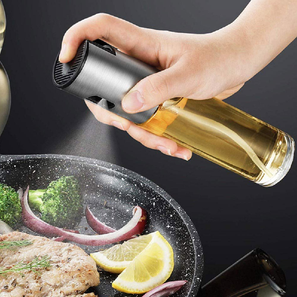 Heavy-duty Stainless Steel with Glass Olive Oil Sprayer Dispenser For Cooking 100-ml