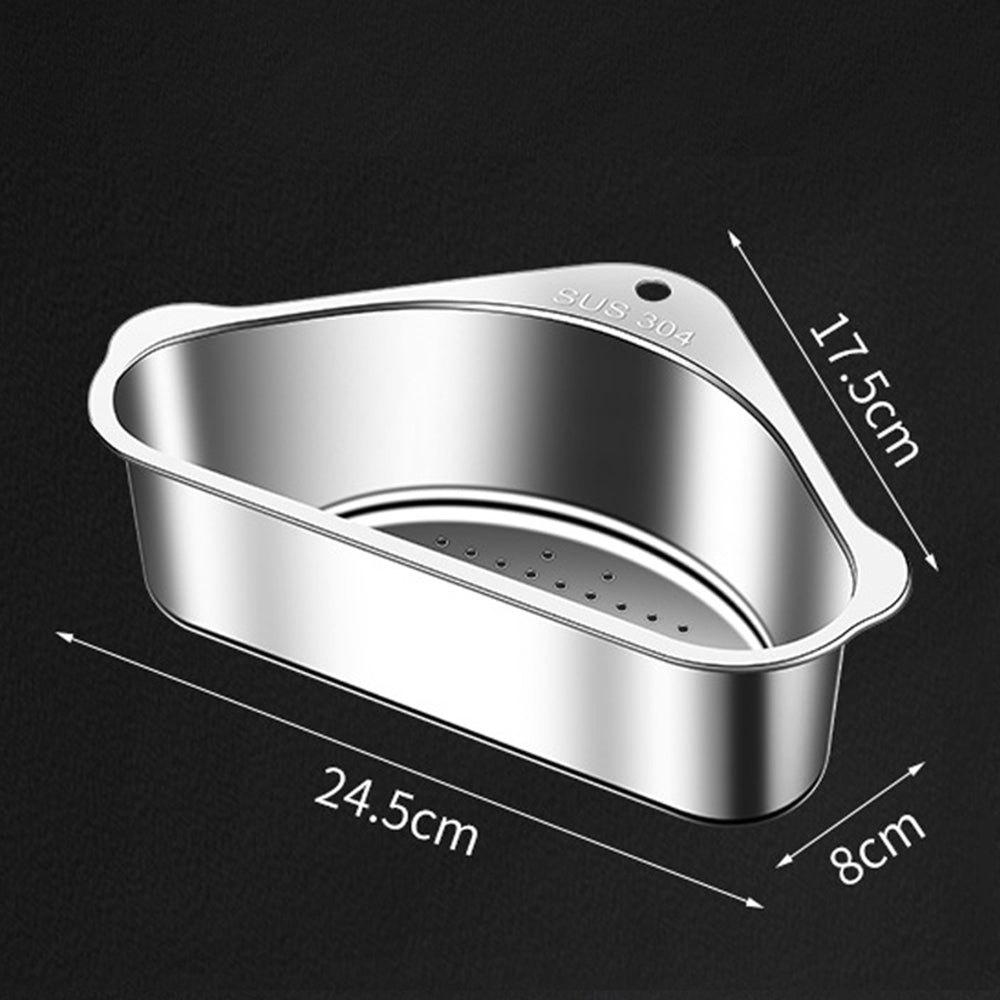 Stainless Steel Triangular Sink Strainer Basket Silver