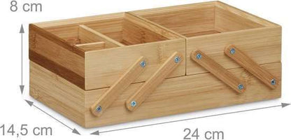 Relaxdays Bamboo Folding Jewelry Box – Sustainable Multi-Level Organizer with 5 Compartments