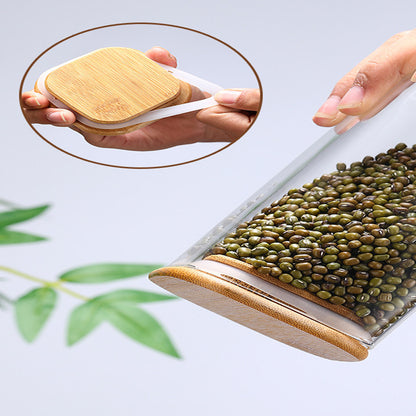 Clear Borosilicate Glass Storage Jar With Bamboo Lid 220-ml #XZ-F0001