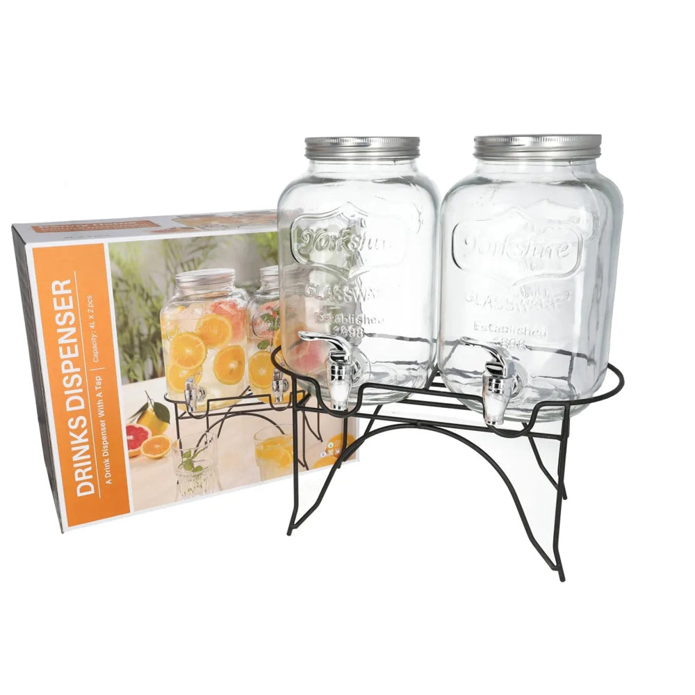 Danny Home Beverage Dispenser with Taps &amp; Stand Set 2-pcs