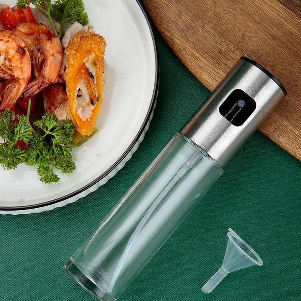 Heavy-duty Stainless Steel with Glass Olive Oil Sprayer Dispenser For Cooking 100-ml