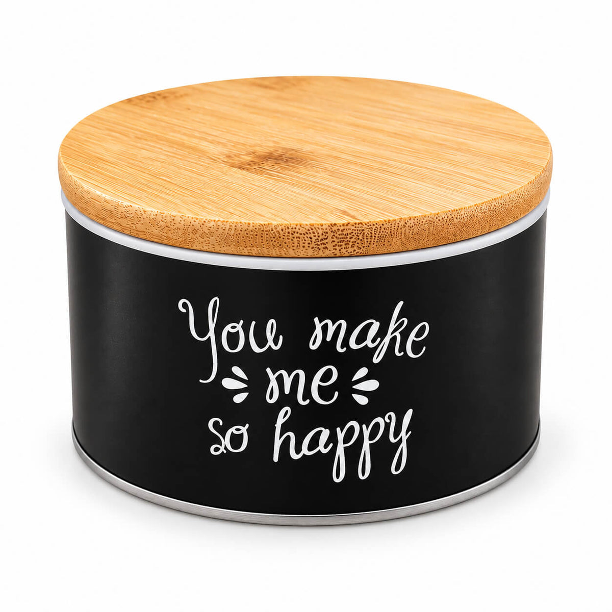 Cucina & Tavola Round Christmas Storage Tin with Bamboo Lid