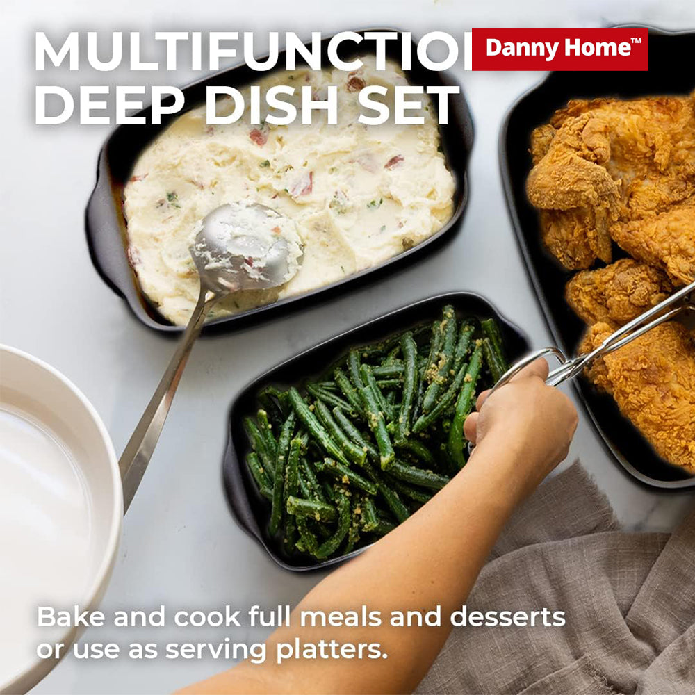 Danny Home Black Porcelain Baking Dishes for Electric & Gas Oven