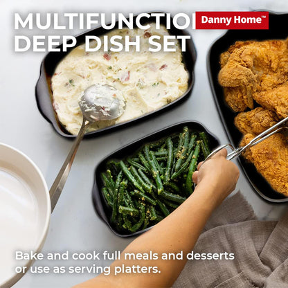 Danny Home Black Porcelain Baking Dishes for Electric & Gas Oven