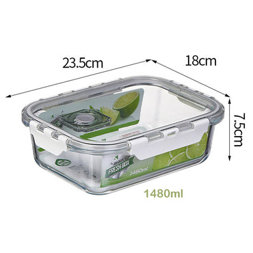 1480ml Borosilicate Rectangle Glass Food Storage Container With Microwave, Freezer & Dishwasher Safe NFH-77311