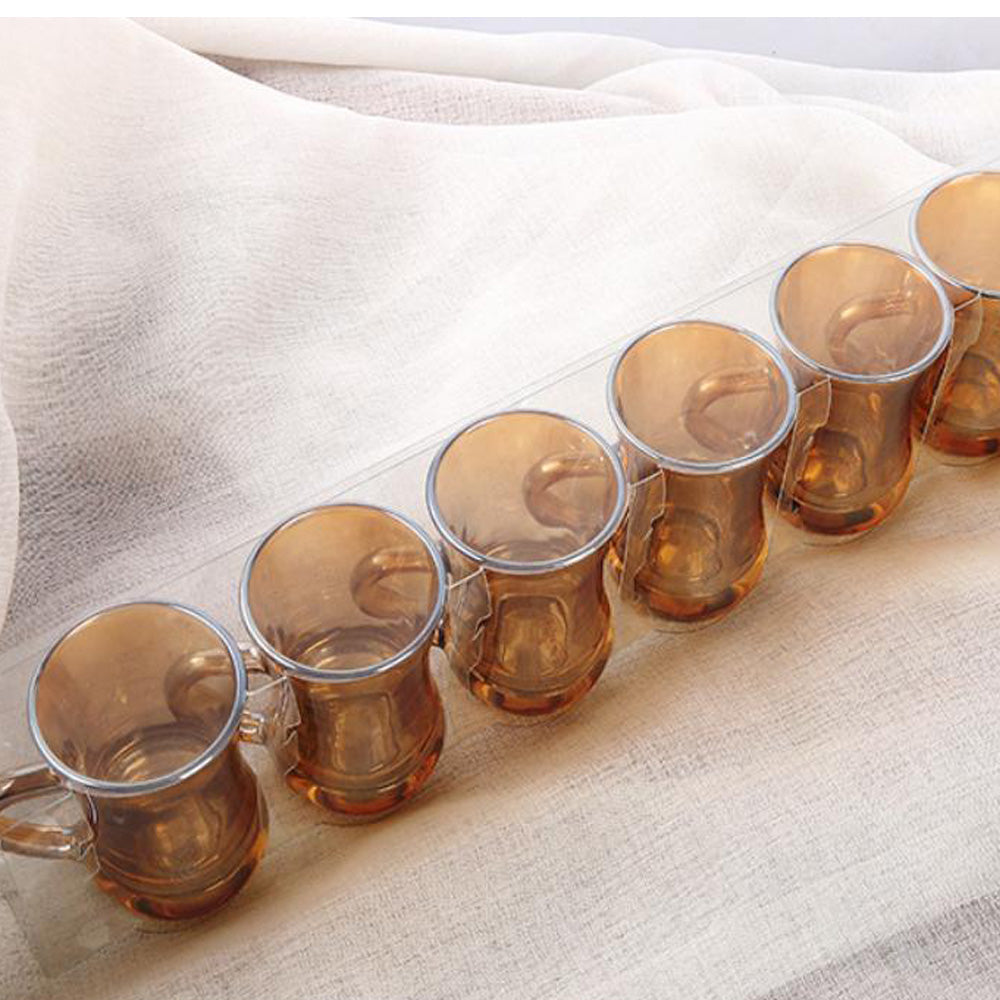 6 PCS Gold Turkish Tea Glasses Set