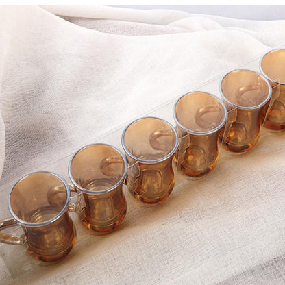 6 PCS Gold Turkish Tea Glasses Set
