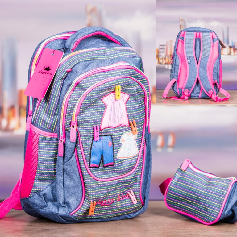 Glossy Bird, School bag Set Of 2 Pcs #87116