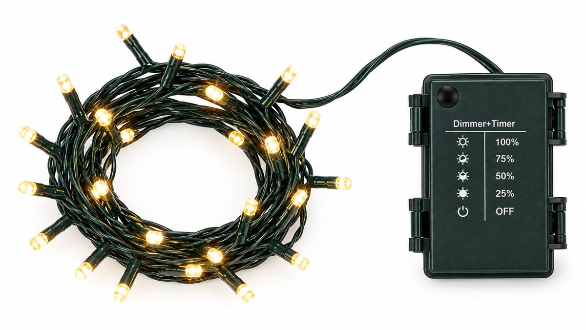 Noël Amber Lights 20 LED Warm White Christmas String Lights – 1.9 m
