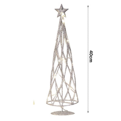 Metal LED Tabletop Christmas Tree Silver (40cm)