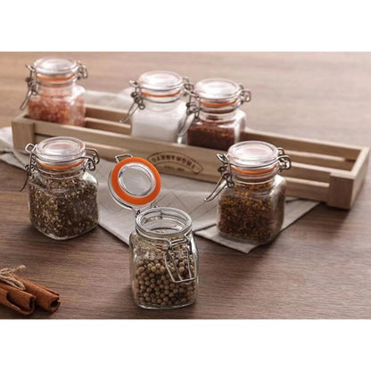 6-Pieces Clip Closure Spice Jars Set (36x9x9) cm