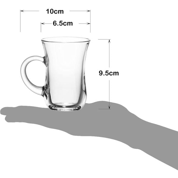 6-Pieces 135-ml Clear Tea Glasses with Handles