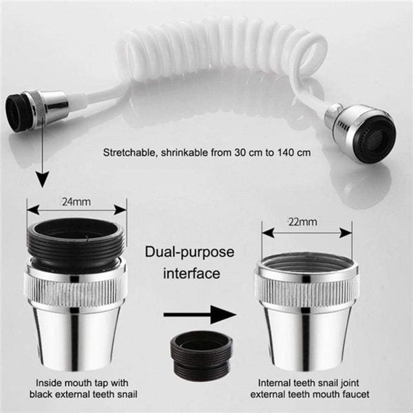 Removable 360° Faucet Extender Long Kitchen Tap Extender Pull Out