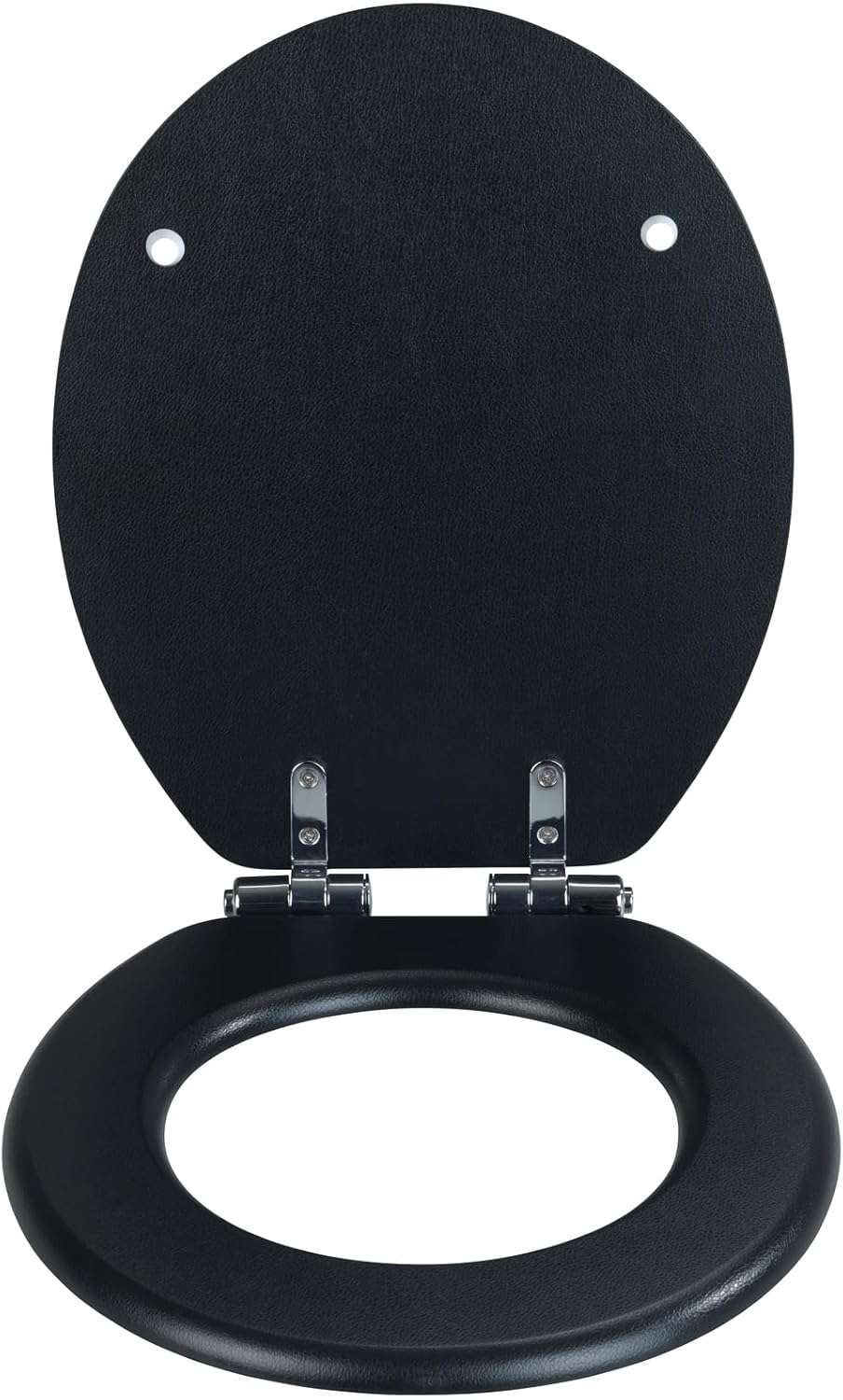 Wenko Toilet Seat Black – Soft Close MDF WC Seat with Leather Look Design