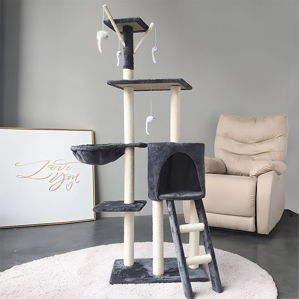 Cat Scratching Post 143 cm – Multi-Level Cat Tree with Bed & Ladder