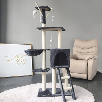 Cat Scratching Post 143 cm – Multi-Level Cat Tree with Bed & Ladder