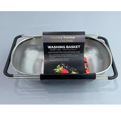 Danny Home Stainless Steel Colander Expandable Strainer Fine Mesh Basket 34cm