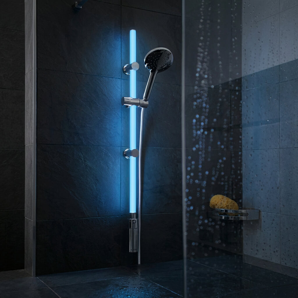Wenko LED Shower Rail – Award-Winning RGB & Warm White Illuminated Rod with Remote