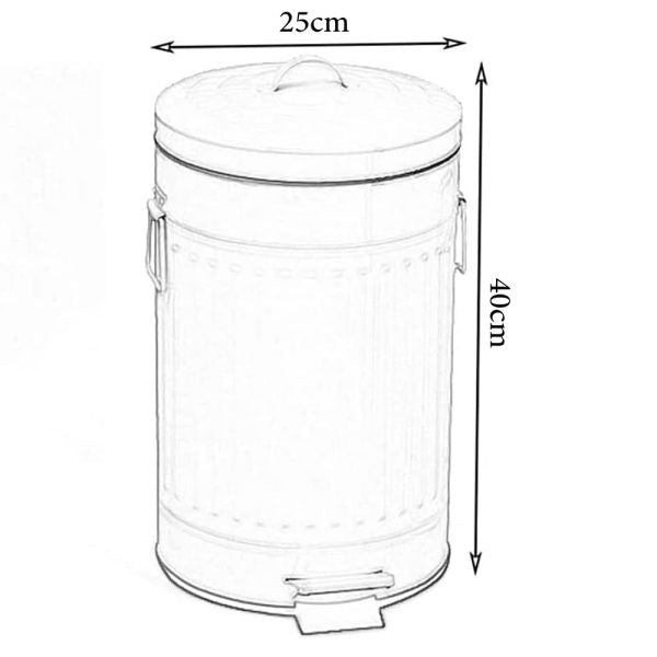 Danny Home 12-Liter Vintage Trash Can with Lid and Pedal – Matt White