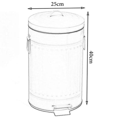 Danny Home 12-Liter Vintage Trash Can with Lid and Pedal – Matt White