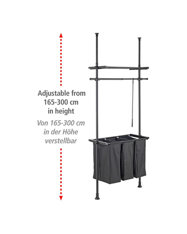 Wenko Hercules Telescopic Laundry Sorter System – Adjustable 3-Compartment Wardrobe Organizer