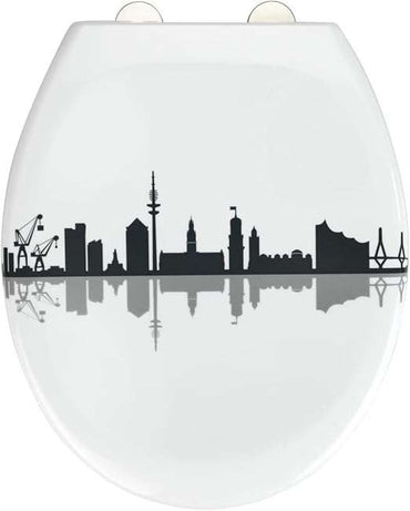 Toilet Seat Premium Duroplast Design with Soft-Close Mechanism (City) By Wenko.de