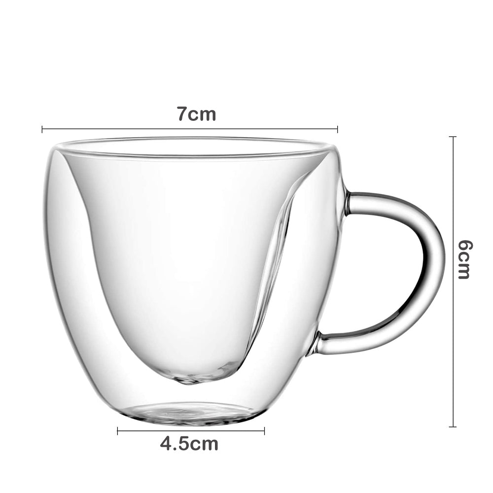 Heart Shaped Double Walled Glass Coffee Cups 90-ml