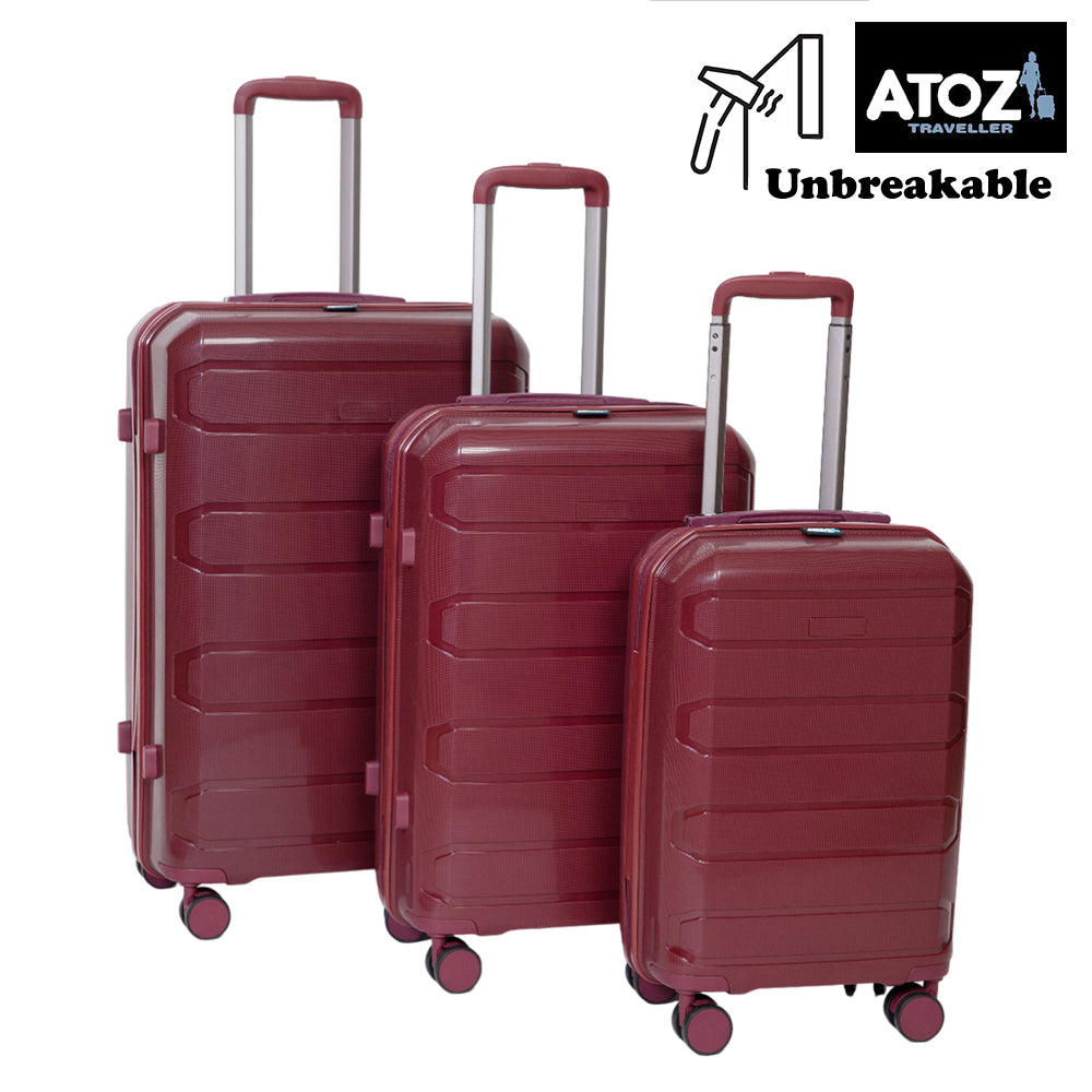 AtoZ Traveler, PP 100% Unbreakable Luggage Set of 3 Pcs,