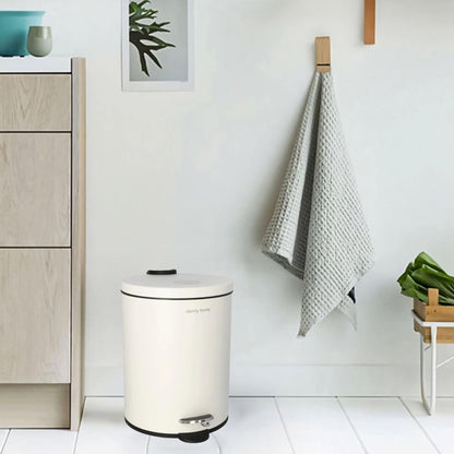 Danny Home 5L Carbon Steel Pedal Trash Can – Matte White