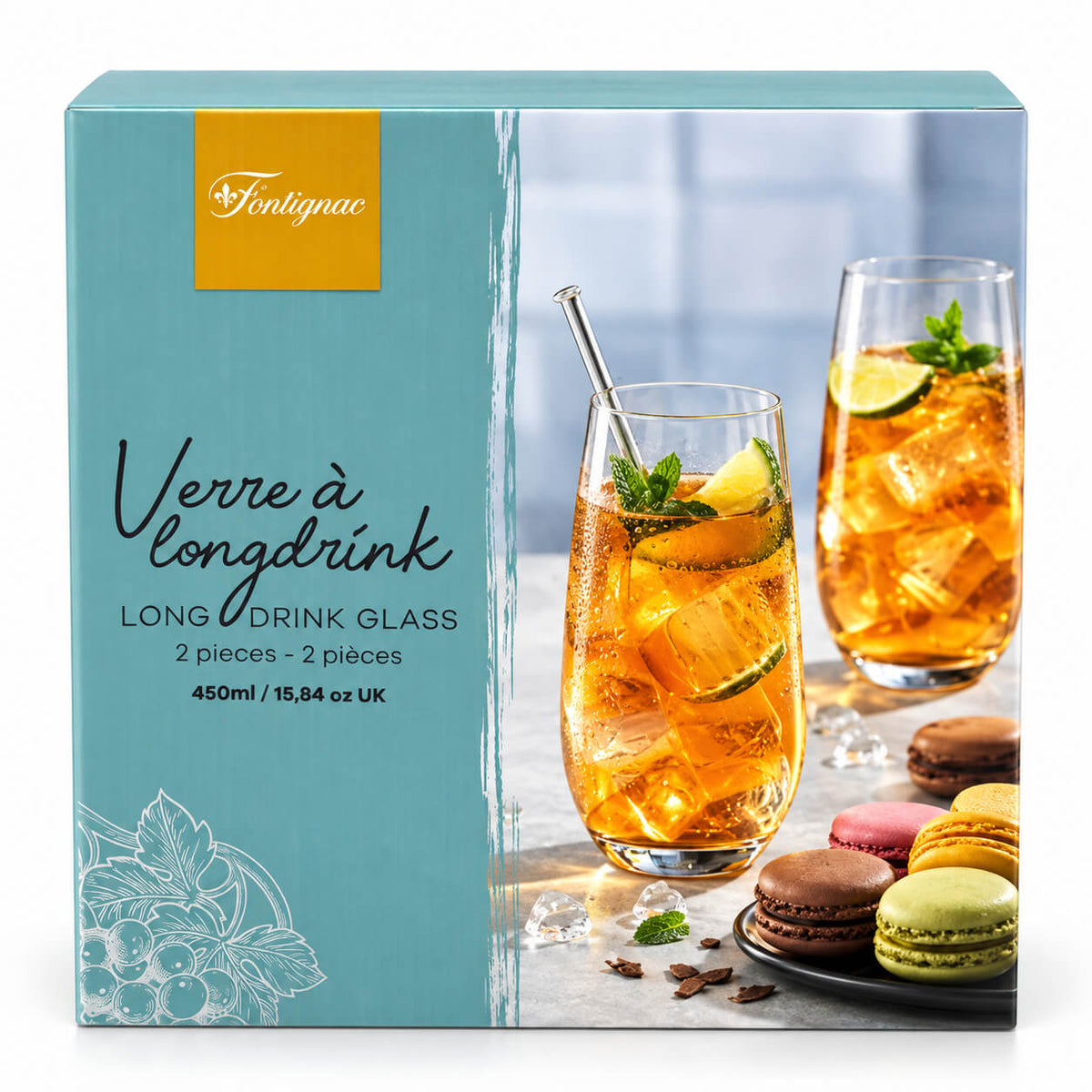 Set of 2 Longdrink glasses Fontignac 450ml